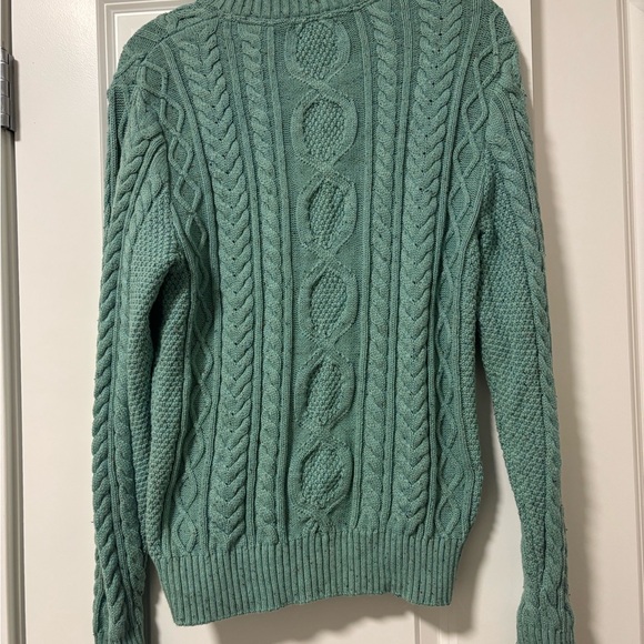 L.L. Bean Teal Cable Knit Cotton Sweater - Picture 4 of 4